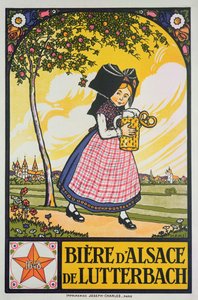 Plakat reklameøl fra Lutterbach, Alsace (farge litho)