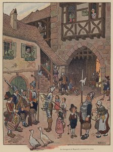 Borgerne i Riquewihr kalte til våpen (farge litho)
