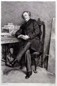 Alexandre Dumas fils (1824-95), fransk romanforfatter og dramatiker, gravert av A Mongin (gravering) av Jean Louis Ernest (after) Meissonier