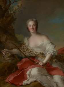 Portrett av Madame Bonnier de la Mosson som Diana (Constance-Gabrielle-Magdeleine du Monciel de Lauraille) av Jean-Marc Nattier
