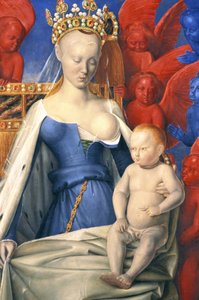 Den ammende jomfruen i hermelinfrakk avbildet som Agnes Sorel - detalj - (etter jomfruen av Antwerpen, av Jean Fouquet, ca. 1452-1455)