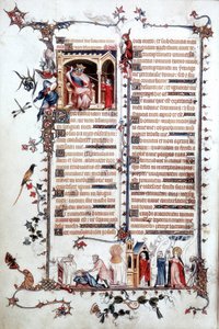 Ms Lat 10483 fol.24v David før Saul, fra Belleville Breviary, c.1323-26 (vellum) av Jean (studio of) Pucelle