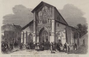 Erkebiskopen av Chambery, i spissen for hans presteskap, fortsetter fra katedralen for å stemme for annekteringen til Frankrike av Jean Adolphe Beauce