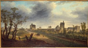 Utsikt over slottet i Vincennes, maleri av Adrien Guignet (1816-1854)