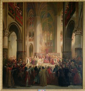 Estates General of Paris-møte i Notre-Dame etter Charles IVs død (1295-1328) av Jean Alaux