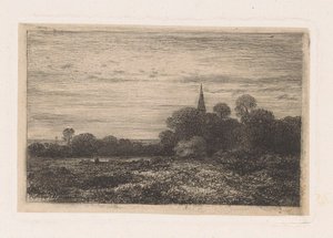 Landskap med kirketårn