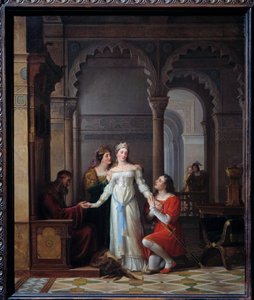 Eselskinn Illustrasjon av historien av Charles Perrault (1628-1703) med samme navn som representerer den unge prinsessen i palasset til hennes far som er forelsket i henne. Maleri av Jean Antoine Laurent (1763-1832) 1819 søn. 0,55x0,45 m Bourg en Bresse, m