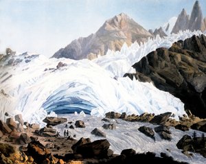 Chamonix: våren til Arveyron, ca. 1800 (gravering)