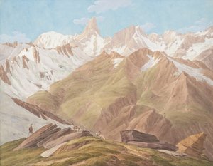Utsikt over Mont Blanc-massivet nær Petit Jorasse, Grand Jorasse, le ..., slutten av 1700-1900-tallet