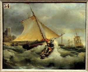En dårlig tid. Maleri av Theodore Gudin (1802-1880) av Jean Antoine Theodore Gudin