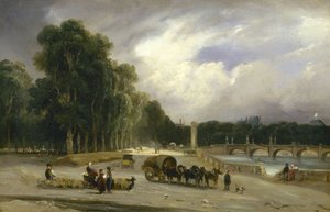 Utsikt over Cours la Reine, ca. 1828 (olje på lerret) av Jean Antoine Theodore Gudin