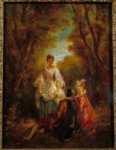 Karakterer i en park Maleri av Jean Antoine Watteau (1684-1721) 1700-tallet av Jean Antoine Watteau