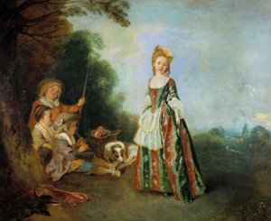 Dansemaleri av Jean Antoine Watteau (1684-1721) 1716-1718 Søn. 0,97 x 1,1 m Berlin. Staatliche Museum av Jean Antoine Watteau