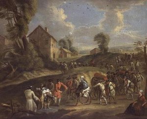 Infanteri i mars av Jean Antoine Watteau