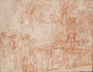 Quack Doctor selger sine varer i friluft, c1700-1720 av Jean Antoine Watteau