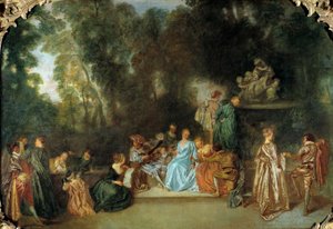 Rekreasjonsgalante Maleri av Jean Antoine Watteau (1684-1721) Berlin fra 1700-tallet, Museum Dahlem av Jean Antoine Watteau