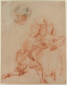 Studie for "The Romancer" av Jean Antoine Watteau