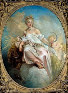 Summer Allegory of the Seasons, en ung kvinne som holder en sigd i hånden. Maleri av Jean Antoine Watteau (1684-1721) Washington fra 1700-tallet. Nasjonalgalleriet for kunst av Jean Antoine Watteau
