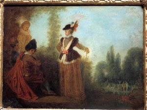 Eventyreren En stilig ung kvinne i reiseantrekk. Maleri av Jean Antoine Watteau (1684-1721) Troyes musee des Beaux Arts fra 1700-tallet av Jean Antoine Watteau