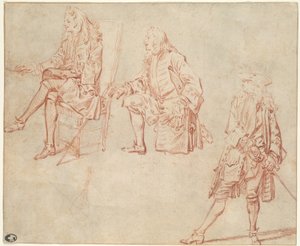 Tre studier av en gentleman av Jean Antoine Watteau