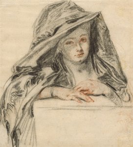 Kvinne i svart, ca. 1719 av Jean Antoine Watteau