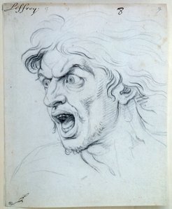 Uttrykk for sjelens lidenskaper; den fryktsomme. Tegning av Jean Audran (1667-1756)