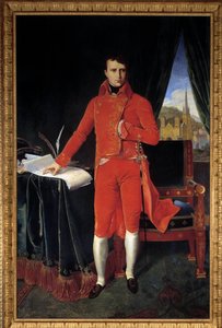 Portrett i full lengde av Napoleon Bonaparte (1769-1821) som første konsul-maleri av Joseph Pel etter Jean-Auguste-Dominique Ingres (Jean Auguste Dominique) (1780-1867) 1929 Søn. 1,2x2,2m. Malmaison, Slottsmuseet OBS! Bruk av dette verket kan være underlag