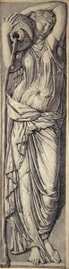 En nymfe (grafitt på papir) (for par se 283230) av Jean Auguste Dominique Ingres