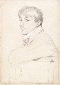 Jean-Louis Provost, sittende og hvilende sin venstre arm på stolryggen, 1813 av Jean Auguste Dominique Ingres