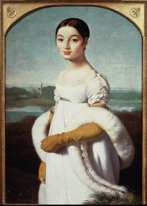 Portrett av Mademoiselle Caroline Riviere - olje på lerret av Jean Auguste Dominique Ingres
