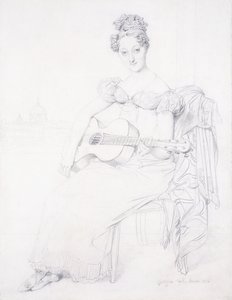 Portrett av frøken Elizabeth Keating som spiller gitaren hennes, 1816 av Jean Auguste Dominique Ingres