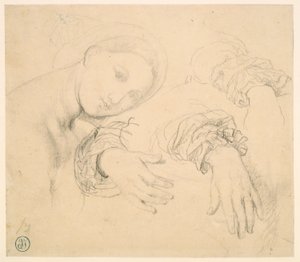 Studieark med lederen av Fornarina og hendene til Madame de Senonnes av Jean Auguste Dominique Ingres