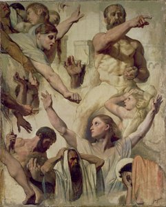 Studier for The Martyrdom of St. Symphorien (Saint, Mother and Proconsul), 1833 (olje over grafitt og rødt kritt på lerret) av Jean Auguste Dominique Ingres