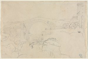 Ponte dellAbbadia ved Vulci, første halvdel av 1800-tallet. av Jean Auguste Dominique Ingres