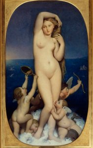 Venus Anadyomene-maleri av Jean Auguste Dominique Ingres (1780-1867) Søn fra 1800-tallet. 1,6x0,9 m Chantilly, musee Conde - Venus Anadyomene. Maleri av Jean Auguste Dominique Ingres (1780-1867) av Jean Auguste Dominique Ingres