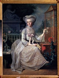 ""Ung dame ved et bur"" (Ung dame ved et bur) Maleri av Jean-Baptiste (Jean Baptiste) Charpentier (1728-1806) 1784 Pushkin-museet, Moskva