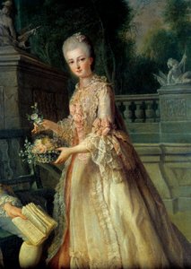 Portrett av Louise Adelaide, fremtidig hertuginne av Orleans (1753-1821) Detalj. Maleri av Jean Baptiste Charpentier (1728-1806) 1700-tallet.
