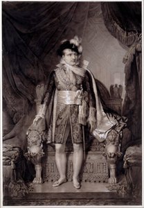 Portrett av Napoleon I (1769-1821) i bryllupsdrakt med Marie Louise av Østerrike (1791-1847) den 2/04/1810”” Gravering etter et maleri av Jean Baptiste Isabey (1767-1855) 1810 Napoleonsk museum, Ile d. 