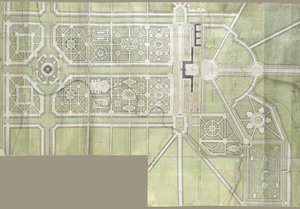 Design for Strelna-palasset og parken, 1717 av Jean Baptiste Alexandre Le Blond