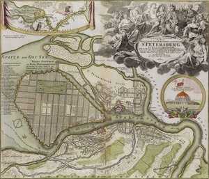Kart over Petersburg St Petersburg masterplan av Jean Baptiste Alexandre Le Blond