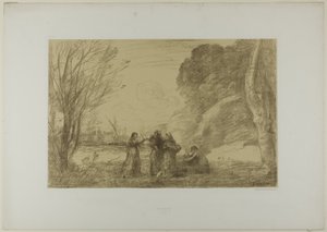 En familie på Terracina av Jean Baptiste Camille Corot