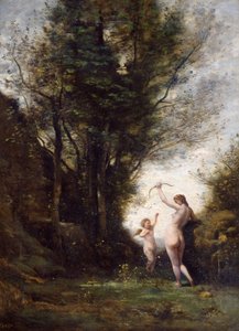 En nymfe som leker med Amor, 1857 av Jean Baptiste Camille Corot