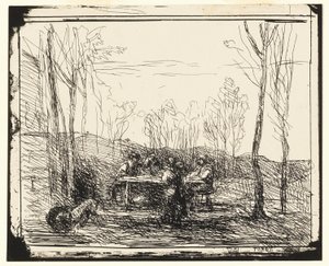 En piknik i lysningen av Jean Baptiste Camille Corot