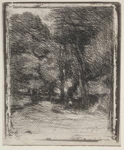A Souvenir of the Bas-Bréau, originalt inntrykk 1858, trykt i 1921. av Jean Baptiste Camille Corot