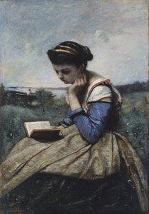 En kvinne som leser av Jean Baptiste Camille Corot