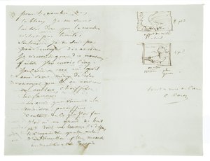 Autografbrev til landskapsmaler og politiker Charles Le Roux, Paris, 29. januar 1855 av Jean Baptiste Camille Corot