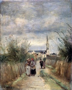 Glockenturm in Argenteuil Weg zur Kirche, 1870er Jahre von Jean Baptiste Camille Corot