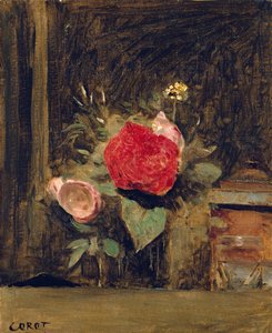 Blumenstrauß in einem Glas neben einem Tabaktopf, ca. 1873-74