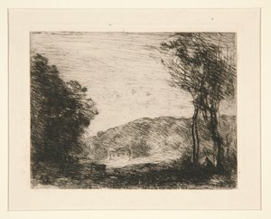 Campagne Bois?e (skogkledd landsbygd) av Jean Baptiste Camille Corot
