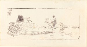 Carte-de-visit med Horseman av Jean Baptiste Camille Corot